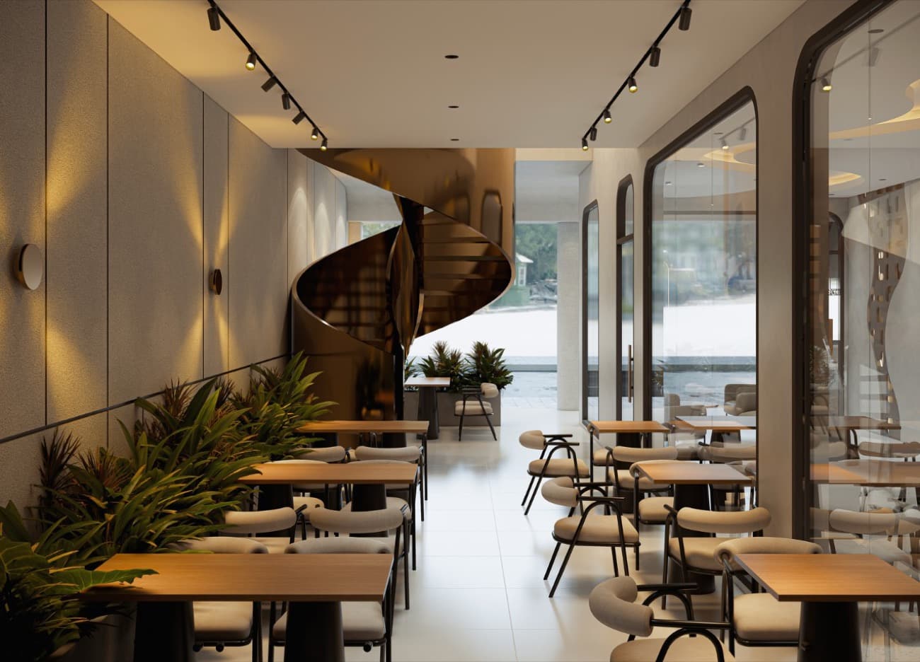 Không gian mô hình Flagship Phúc Tea có chỗ ngồi, lựa chọn cho mặt bằng lớn khi mở quán trà sữa ở Tân Uyên