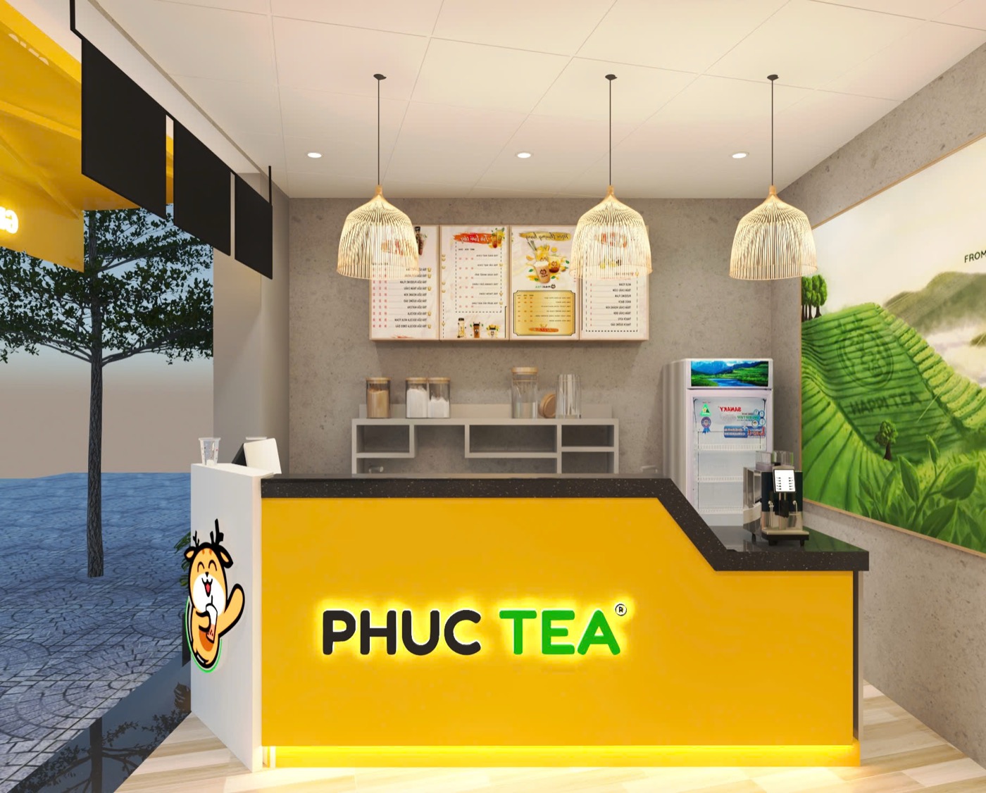 Quán trà sữa Phúc Tea mô hình tinh gọn trong giờ bán